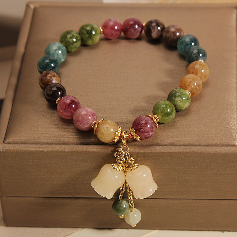 TEMU A Colorful Natural Stone Bracelet, With A Flower Pendant, And An Ethnic-style Bracelet, Is For Your Girlfriend Or Best Friend