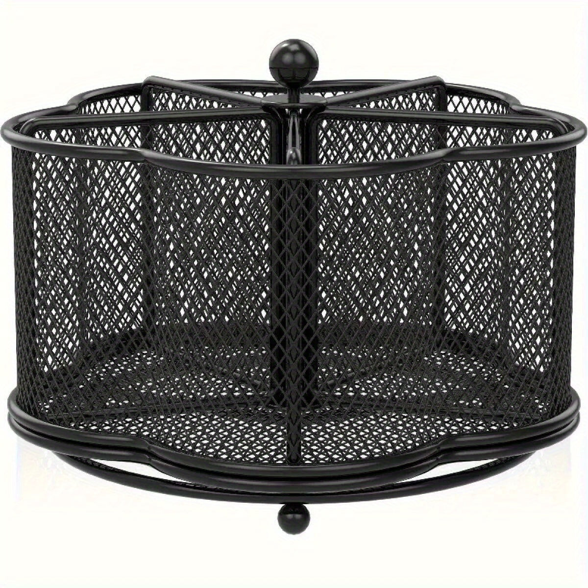 TEMU 1 Piece Metal Kitchen Utensil Rack, 360° Rotating Utensil Rack, Utensil Organizer With 5 Compartments, Rotating Utensil Rack For Dining Room