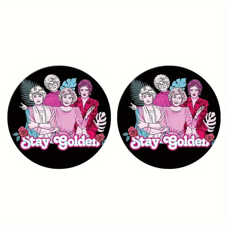 TEMU 2pc Stay Cup Holder Coasters - Waterproof Eva Material, Durable Vehicle Coaster Set With Stylish , Fits Most Cup Holders