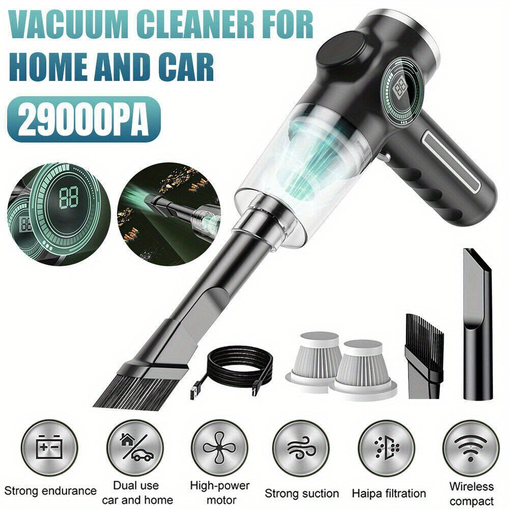 TEMU High Power Handheld Vacuum Cleaner With 29000pa Suction, Cordless And Suitable For Car, Home, And Camping Use, Effective For Dry And Wet