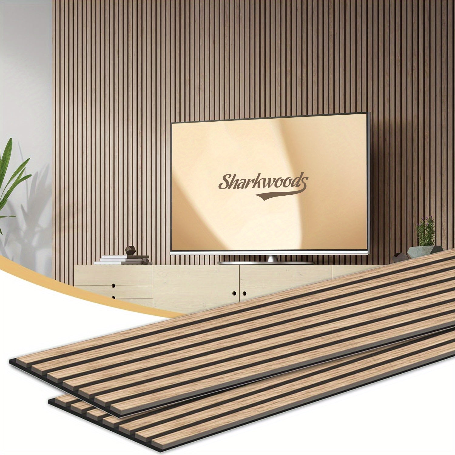 TEMU Supeasy Wood Panels For Wall And Ceiling, 3d Wood Slat Wall Panel-fluted Sound Absorbing Panel, 94.5"×11" Wall Panels For Interior Wall Decor, 2