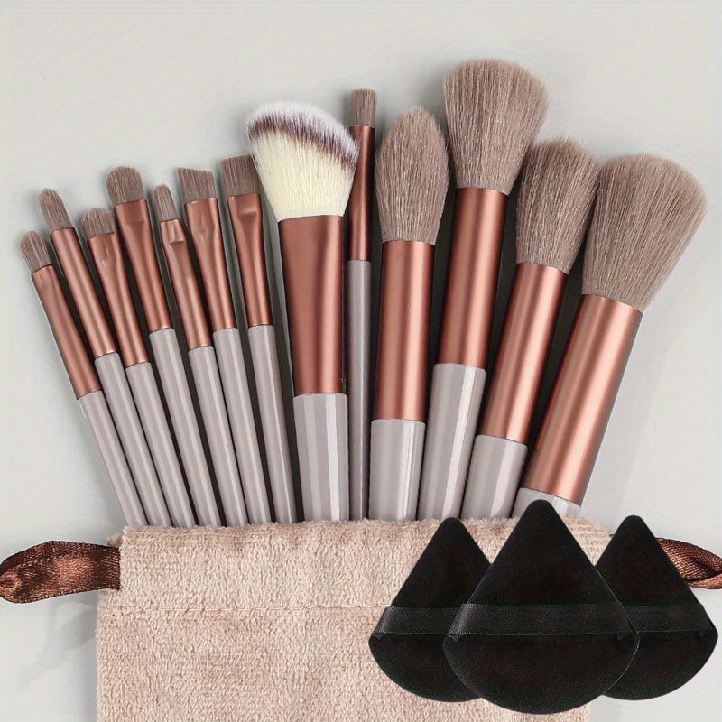 TEMU Makeup Brush Set Soft Fluffy Professional Cosmetic Foundation Powder Eyeshadow Kabuki Blending Make Up Brush Beauty Tool Makeup Sponge Storage