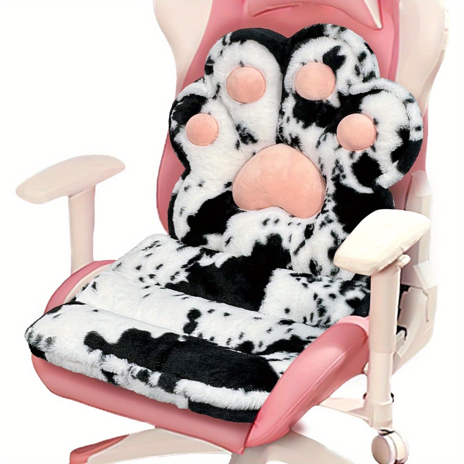 TEMU L-shape Cat Paw Cushion - Velour Plush Chair Pillow With Rabbit Fur, Cute Kawaii Gaming & Office Seat Cushion For Gamer Girls, Comfy Floor Seat