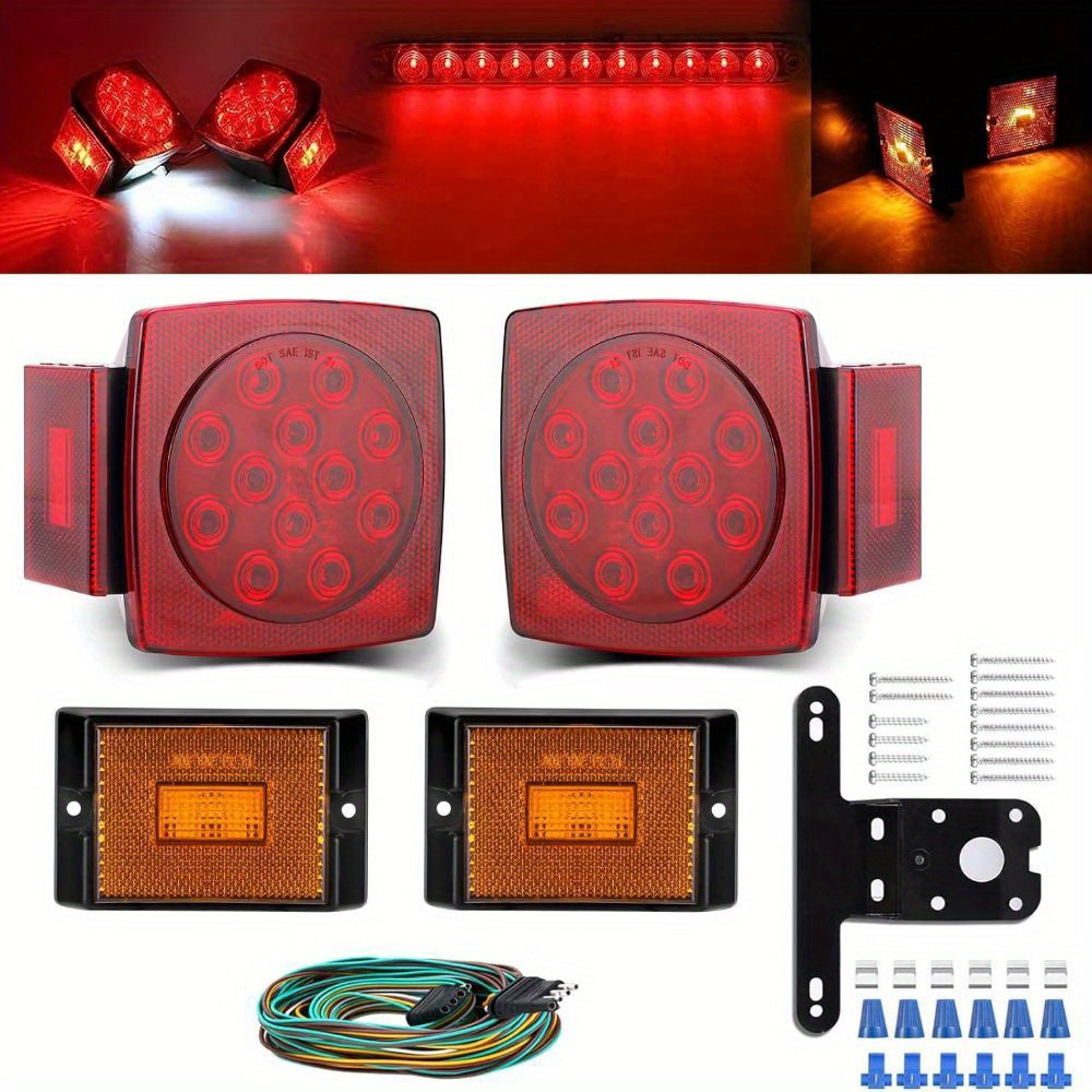 TEMU Trailer Lights Led Kit, Trailer Light Kit With Amber Led Marker Lights, Trailer Wiring Harness, Led Trailer Lights For Utility Trailer