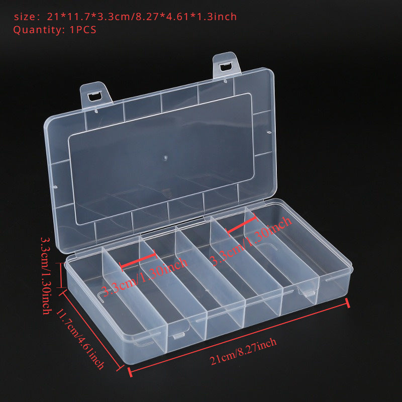 TEMU 1pc Transparent 6-grid Plastic Organizer Box With Integrated Lid - Earbuds, Diy Crafts & Handmade Parts Storage, Earbud Case