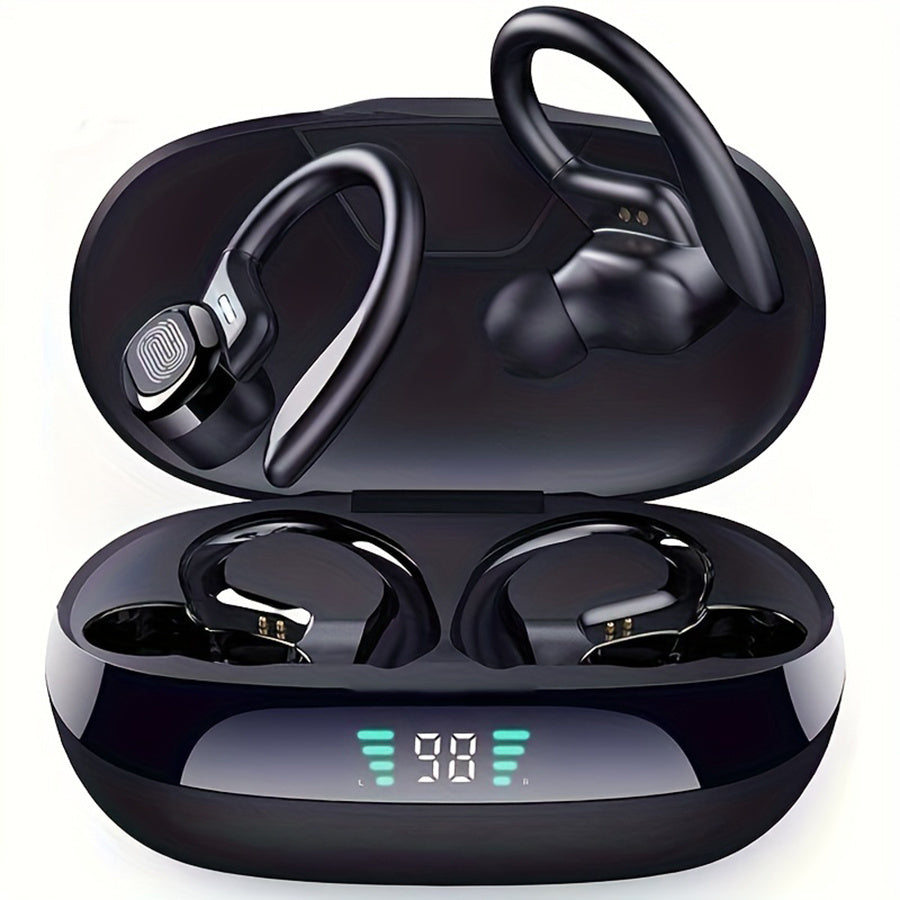 TEMU Wireless5.3 Earbuds With Earhook, Tws Stereo Earphones, Sport Headset, Touch Control In Ear Headphones With Led Digital Display Charging Case