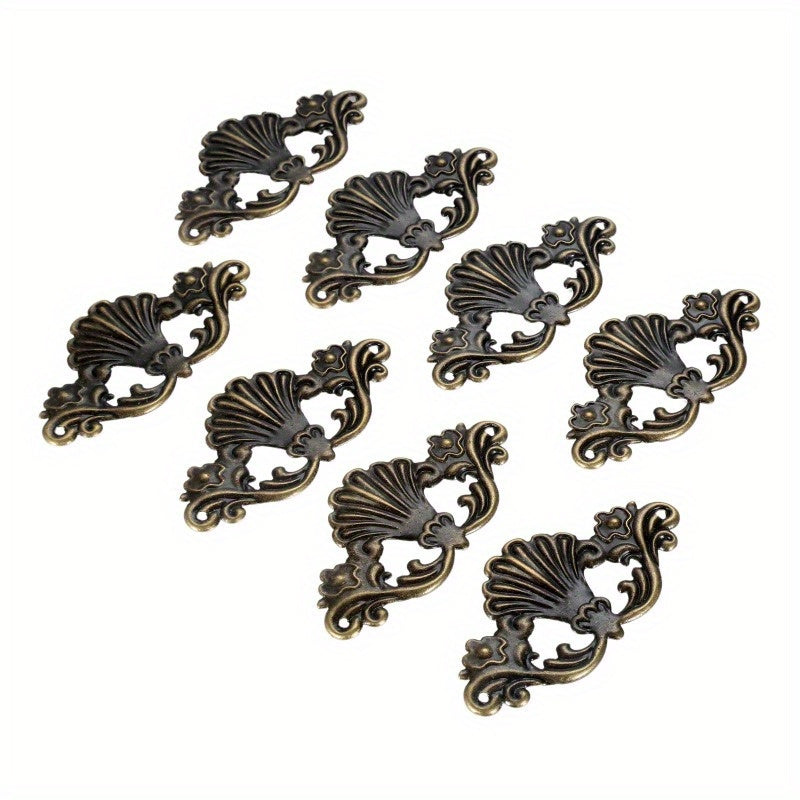 TEMU 8pcs Vintage-style Decorative Corner Protectors In Antique Bronze - Elegant Hollow With Floral , Furniture, Cabinets, Desks & Jewelry Boxes,