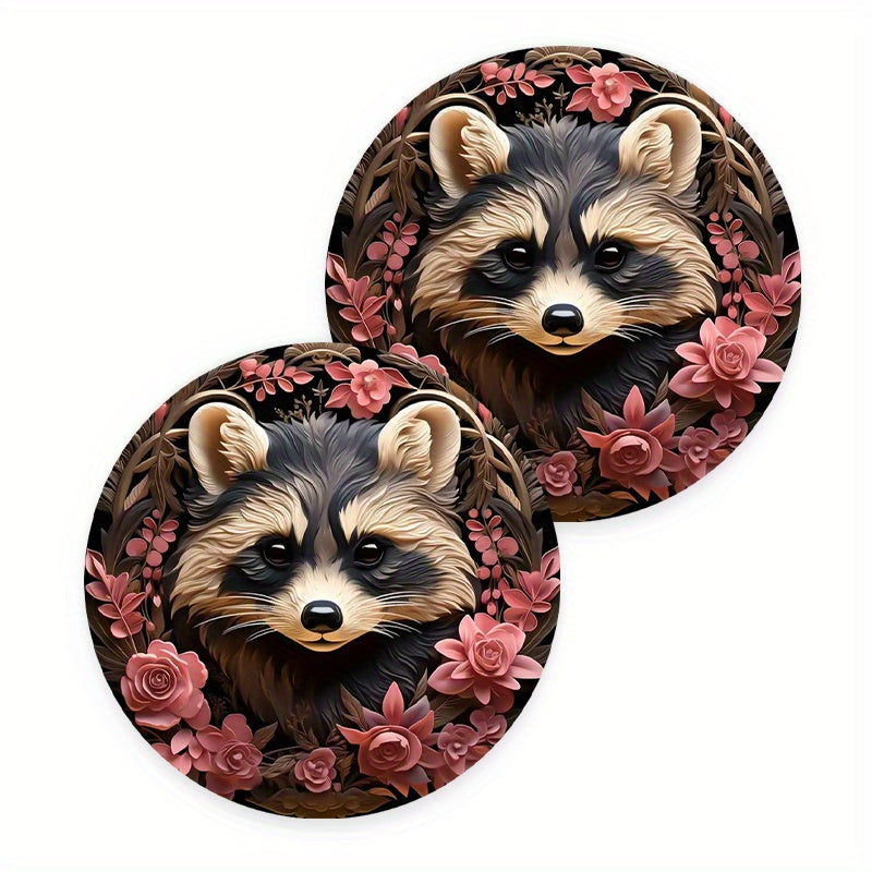 TEMU 2pcs Cute Pattern Car Coasters,2.75-inch Car Non-slip Drink Cup Mat, To Your Car Cup Holders Pu Coaster, ,car Interior Accessories Mat For Women