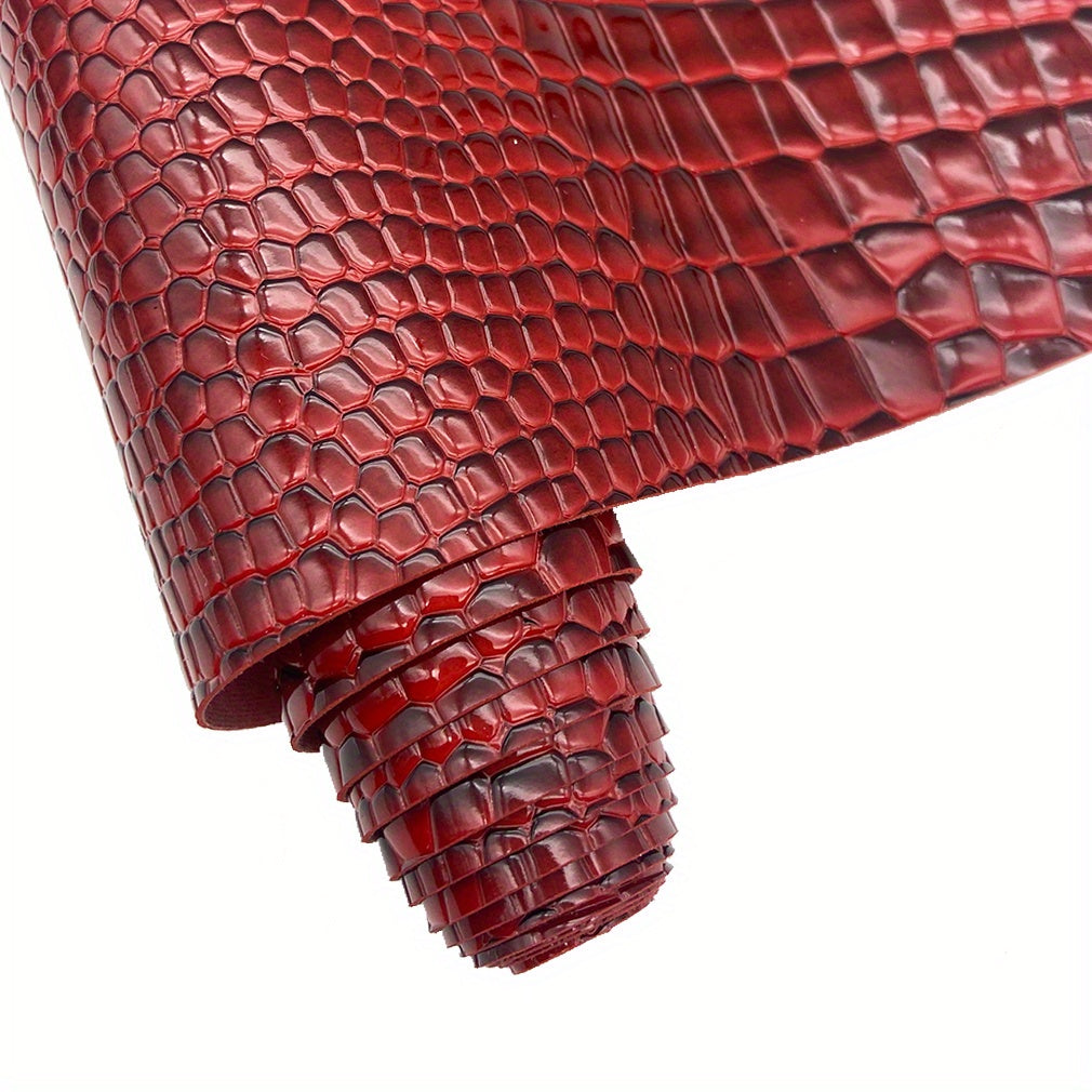 TEMU Glossy Crocodile Embossed Leather Roll - 12"x53" Pu Vinyl Fabric For Diy Crafts, Earrings & Hair Bows - Versatile Handcraft Material