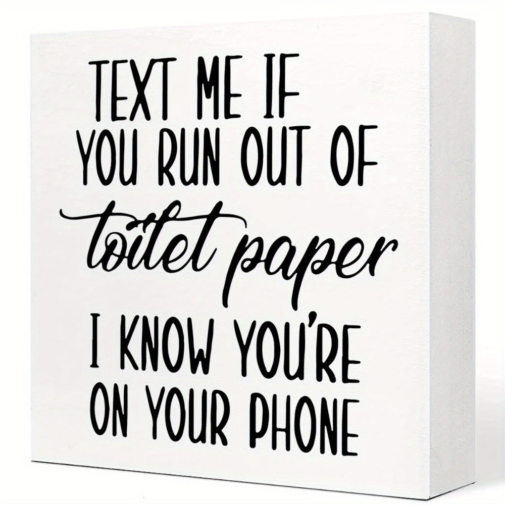 TEMU 1pc, Funny Bathroom Wood Sign, Of Toilet Paper Sign, Wood Sign For Bathroom Shelf Toilet Restroom Home Tabletop Desk Decor, Farmhouse Bathroom