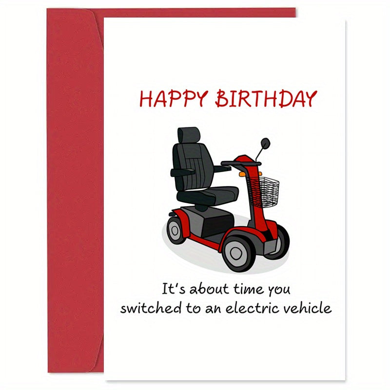 TEMU Funny Happy Birthday Greeting Card With Electric Scooter Design, Humorous Over-the-hill Gift For Men, Women, Dad, Sister, Brother, Husband,