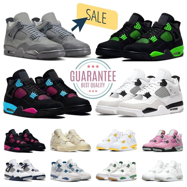 4s Black Cat Basketball Shoes Red Thunder 4 Cement molhado pinheiro verde da meia -noite da Marinha Militar Oreo Bried Momentos Frozen Momen