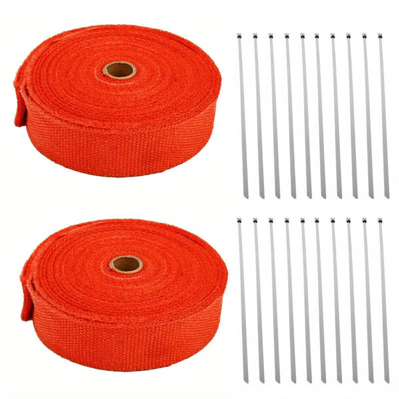 TEMU 2 2" 50ft Red Exhaust Wrap Manifold Fiberglass Tape