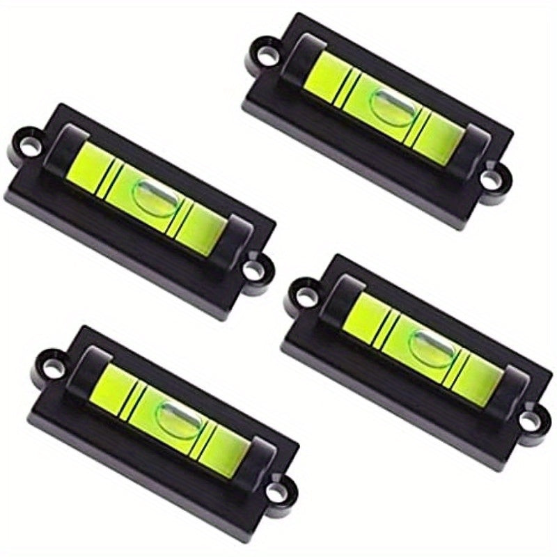 TEMU 4pcs Rv Bubble Levels With Mounting Holes - Non-magnetic Acrylic Leveling Tool, Compact 2.34x0.98 Inch, Yellow- & Black Case For , Travel