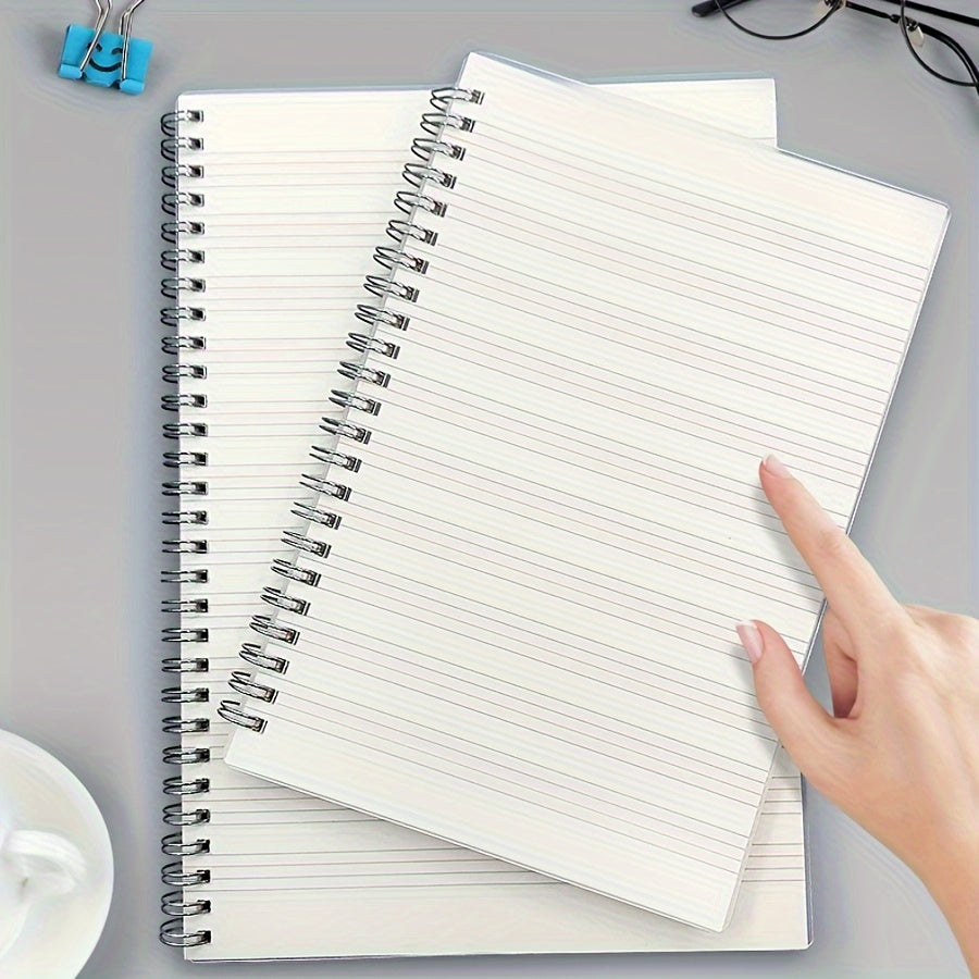 TEMU 1pc Minimalist A5 Spiral Notebook With Thick Transparent Cover - 80-160 Pages, Side-, College Students, White Lined Paper, 57.48x82.68 Inches