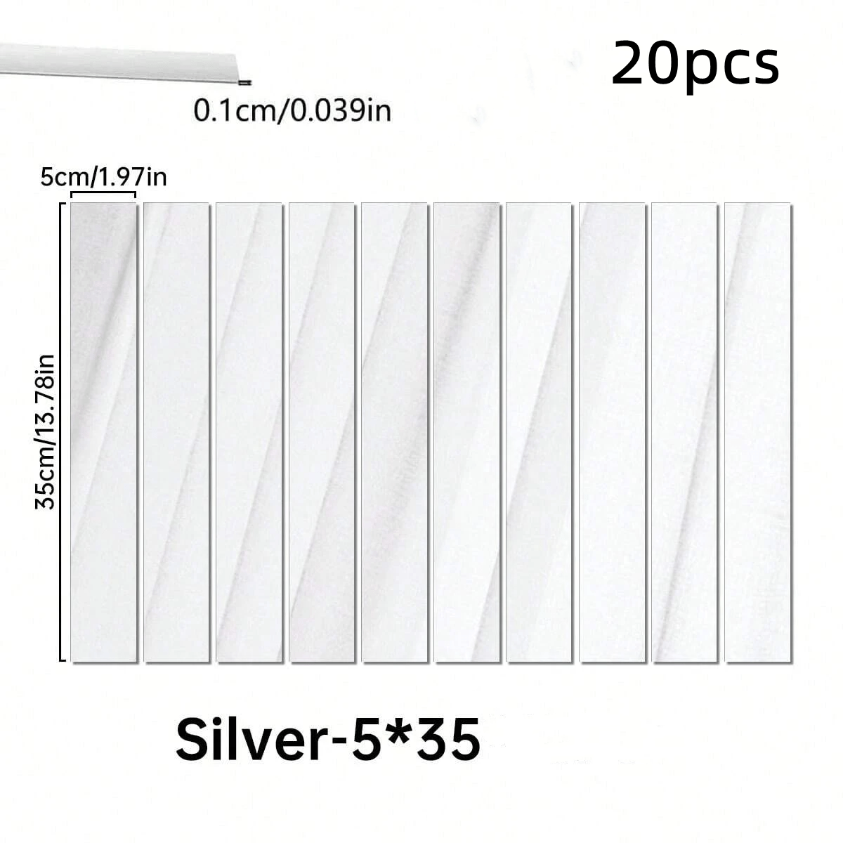 TEMU Set Of 20 Modern Minimalist Rectangular Mirror Wall Stickers, Self-adhesive Acrylic Mirror Stickers, Used For Home Decoration Wall Decor, 5*35cm