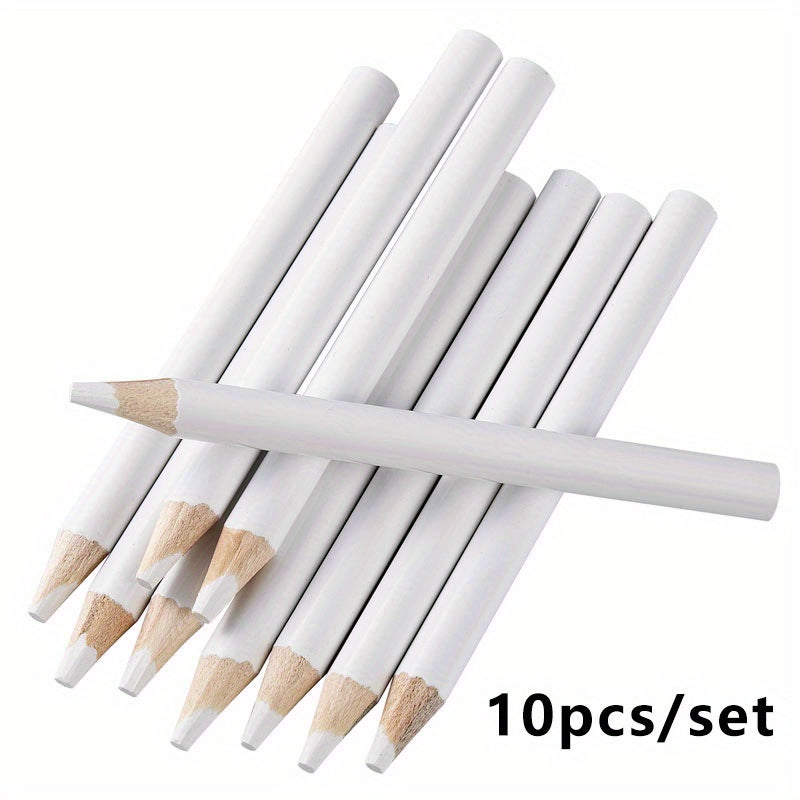 TEMU 10pcs White Marking Pencils - Fabric Sewing & Knitting Supplies, Precision Craft Markers For Quilting And