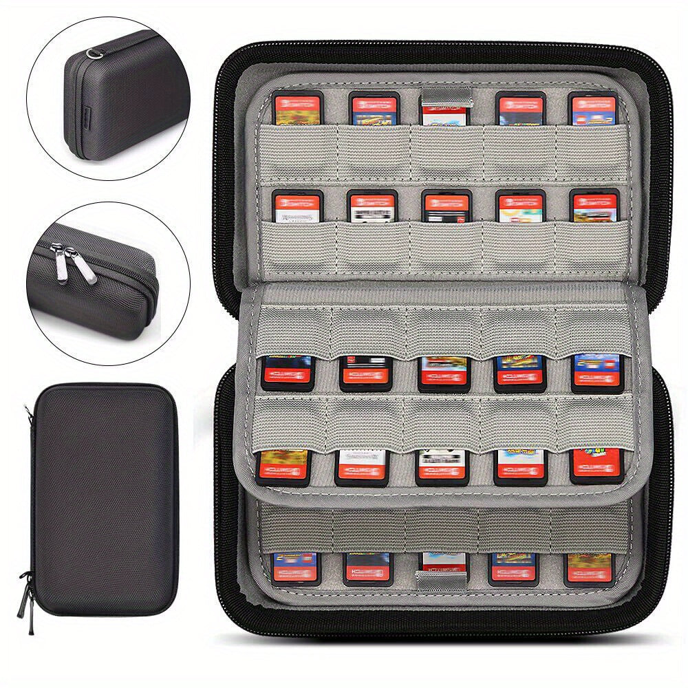 TEMU 80-game Card Holder Switch - Travel-friendly Hard Case With Sd Card Slots, Universal Storage Organizer For Switch- Cartridges & Memory Cards,