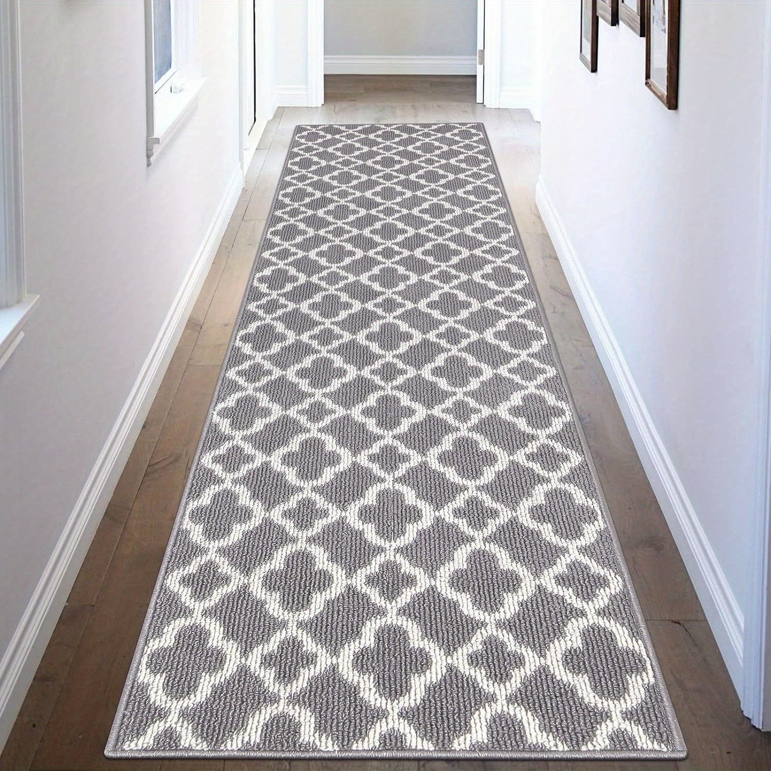TEMU Chic Moroccan Trellis Long Runner Mat - Non-slip, Machine Washable, Soft Textured Polypropylene Floor Mat For Hallway, Kitchen, Entryway,