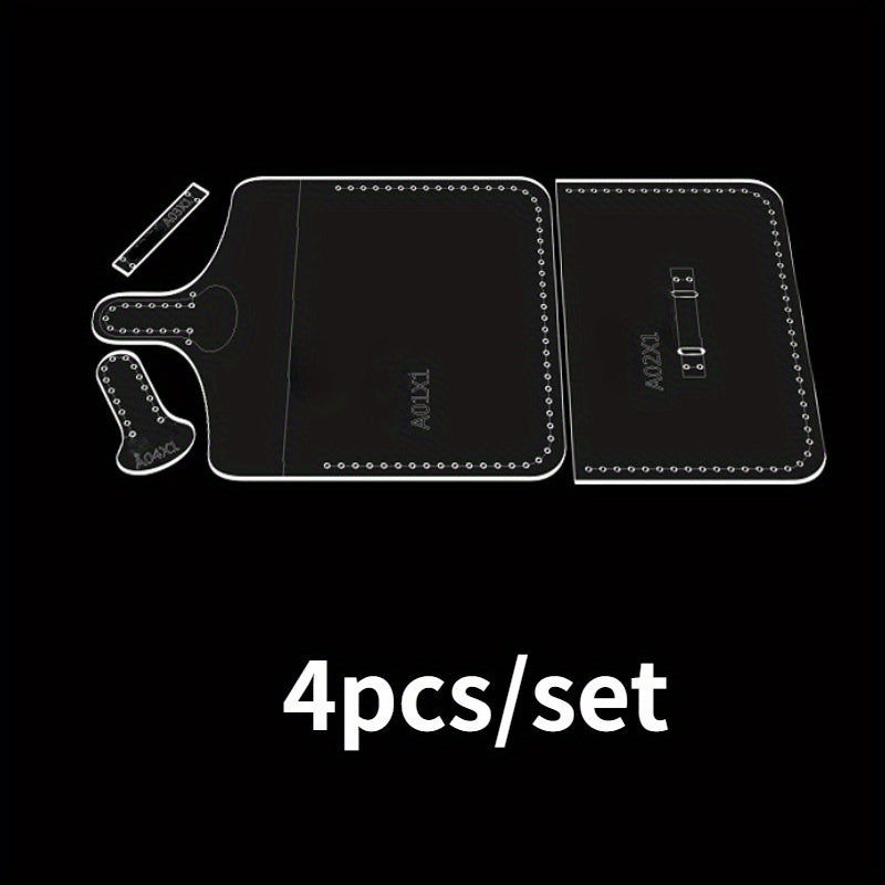 TEMU 4 Pcs Acrylic Sewing Patterns & Templates For Diy Leather Card Holder, Business Card & Coin Purse Crafting - High Quality Acrylic Material