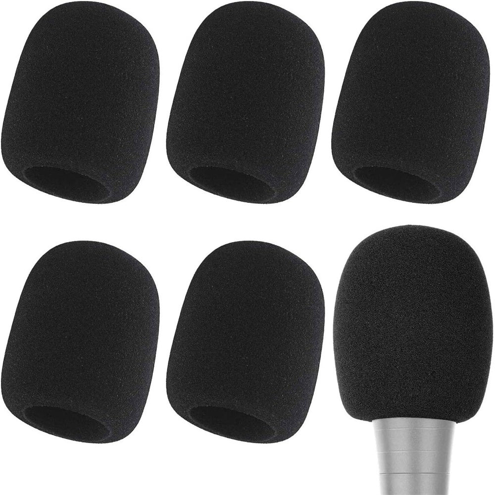 TEMU 6pcs Premium Foam Microphone Covers - Windscreen For Sound Clarity, Washable & Reusable, Fits Most Standard Handheld Mics, For Winter