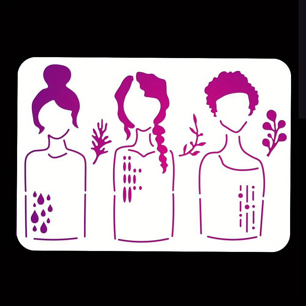 TEMU Reusable Craft Stencils: Paper Women Painting Template, 11.69x8.27 Inch, Hollow Out Design For Wood, Fabric, Paper, Walls, Canvas, Furniture