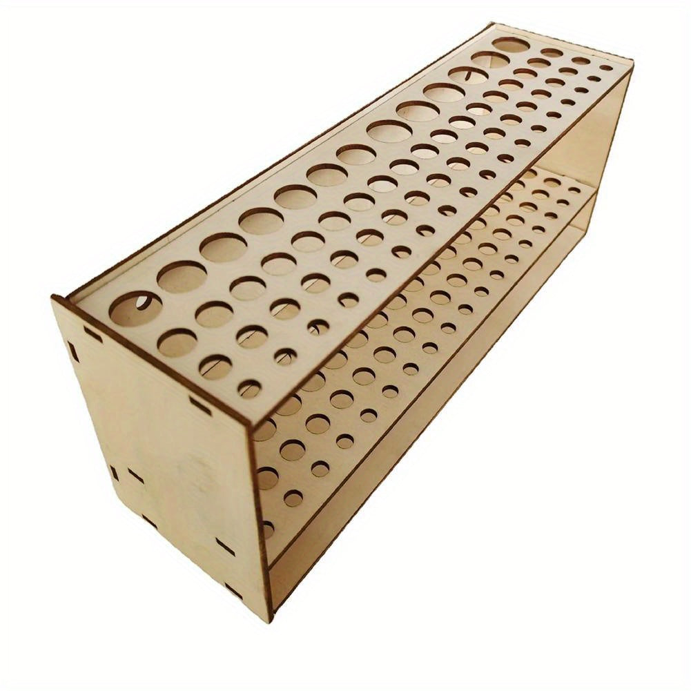 TEMU Handcrafted Wooden Brush Holder - Desktop Pen Organizer, Holds 67 Paint Brushes, Lightweight & Durable Art Supply Storage Box