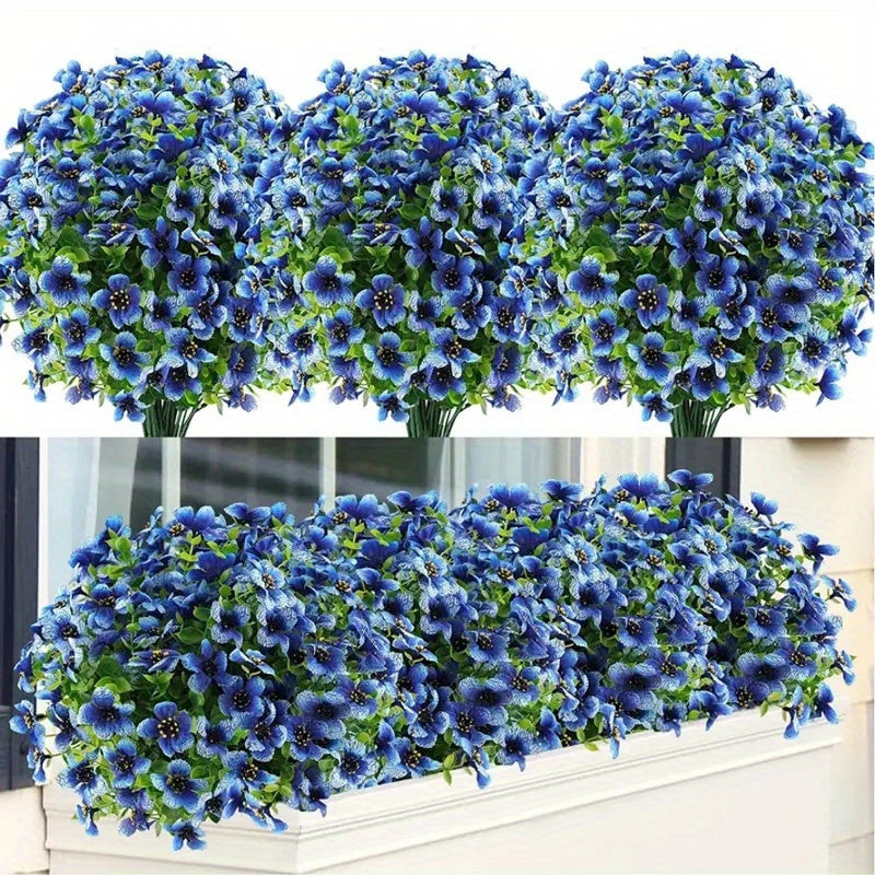 TEMU 6 Bundles Artificial Flower Eucalyptus Violet Uv Resistant Fake Plants Plastic Plant For Indoor Outdoor Living Room Balcony Window Decoration