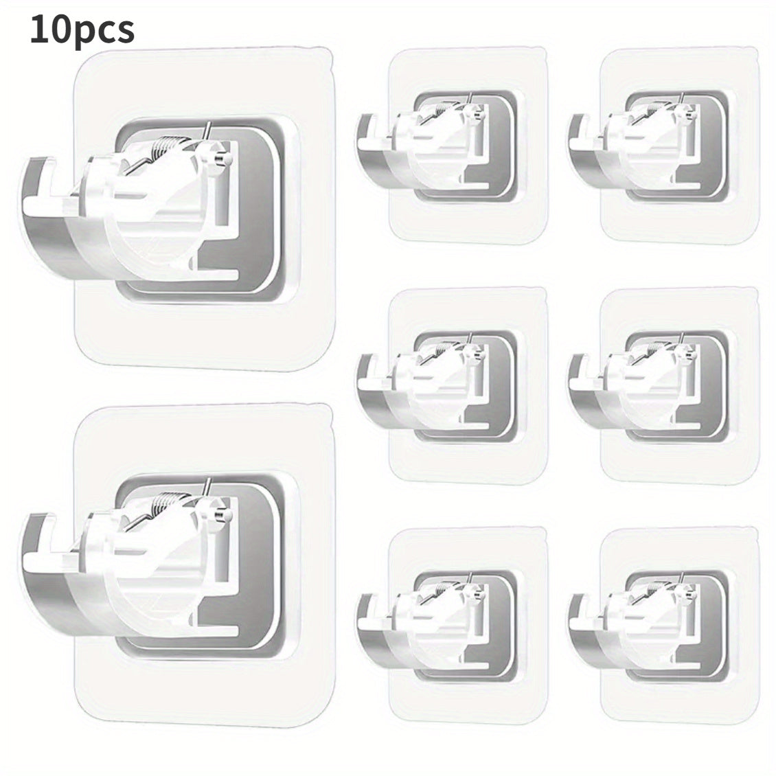 TEMU 10pcs 20pcs Curtain Rod Support Self-adhesive Curtain Rod Support Nail-free Adjustable Curtain Rod Hook Bathroom Kitchen Bathroom Hotel Curtain
