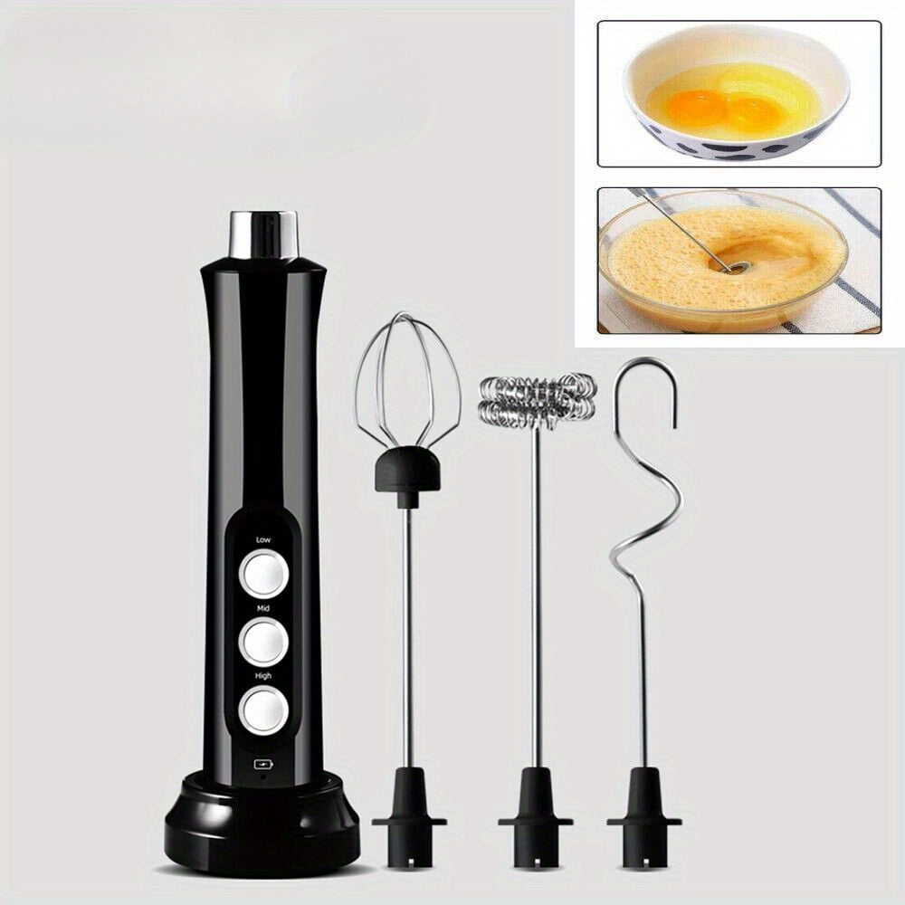 TEMU 3 In 1 Portable Cream Frother, Handheld Mixer, Kitchen Tool, Baking Helper, Dessert Maker For Home Kitchen, Bakery And Scene