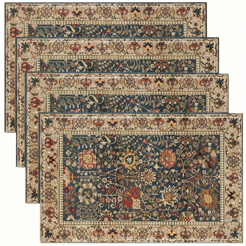 TEMU 4pcs Bohemian Style Ethnic Woven Texture Printed Placemats For Home Kitchen - Heat-resistant Table Mats For Surface Protection, Suitable For