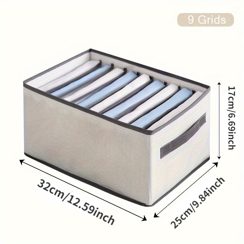 TEMU 1pc Foldable Fabric Drawer Organizer For Jeans, Shirts & Blankets - Nylon Wardrobe Storage Box With Handles, Space-saving Solution For Clothes &