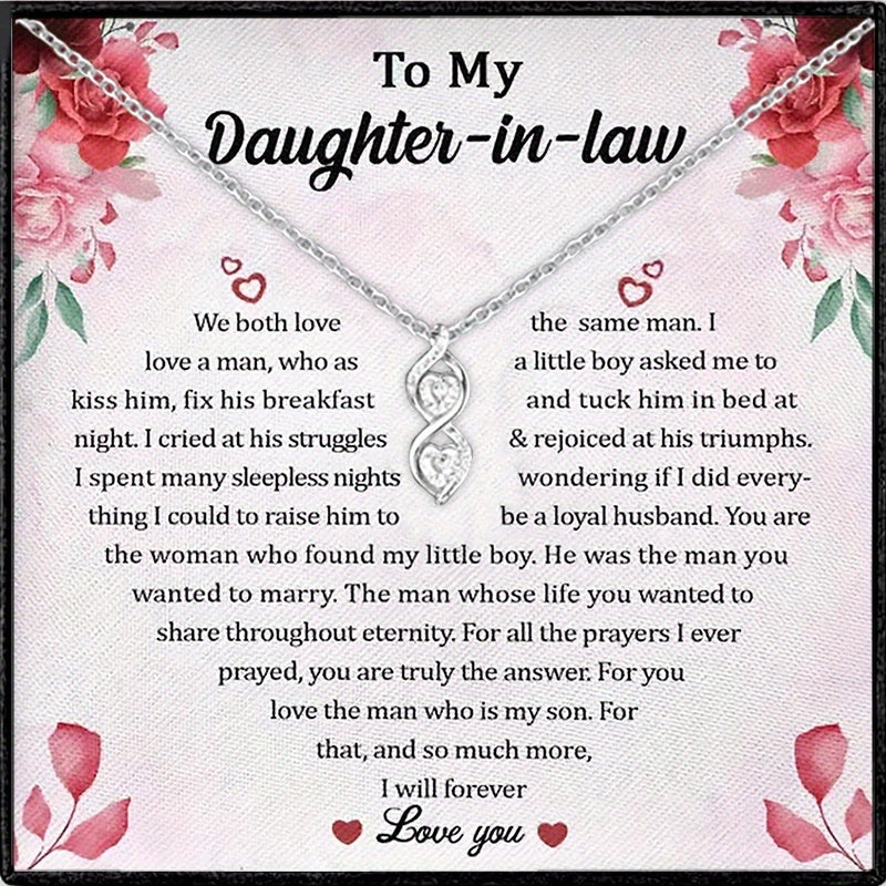 TEMU To My Daughter In Law Interlocking Infinity Heart Pendant Necklace, Birthday Gift For Daughter In Law, With Card & Gift Box, For Women