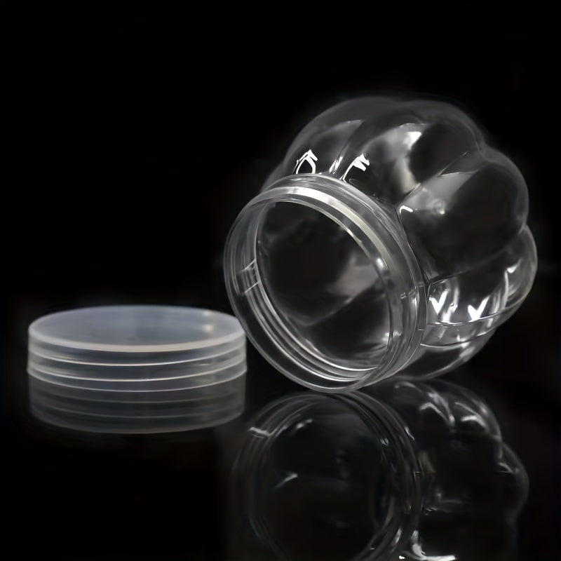 TEMU 10pcs Transparent Pumpkin-shaped Plastic Jars With Lids - Ideal For Candy, Slime, And Crystal Mud Storage, Halloween And Thanksgiving