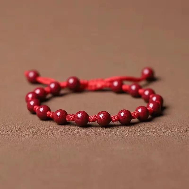 TEMU Handcrafted 6mm Bohemian Red Bead Bracelet - Casual Attire & ,