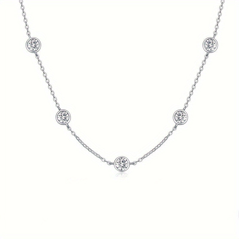 TEMU 925 Sterling Silver 2.5 Carat Bubble Necklace Clavicle Chain, Fashionable Trend Men's And Women' With A Sense Of High-end Temperament, Creative