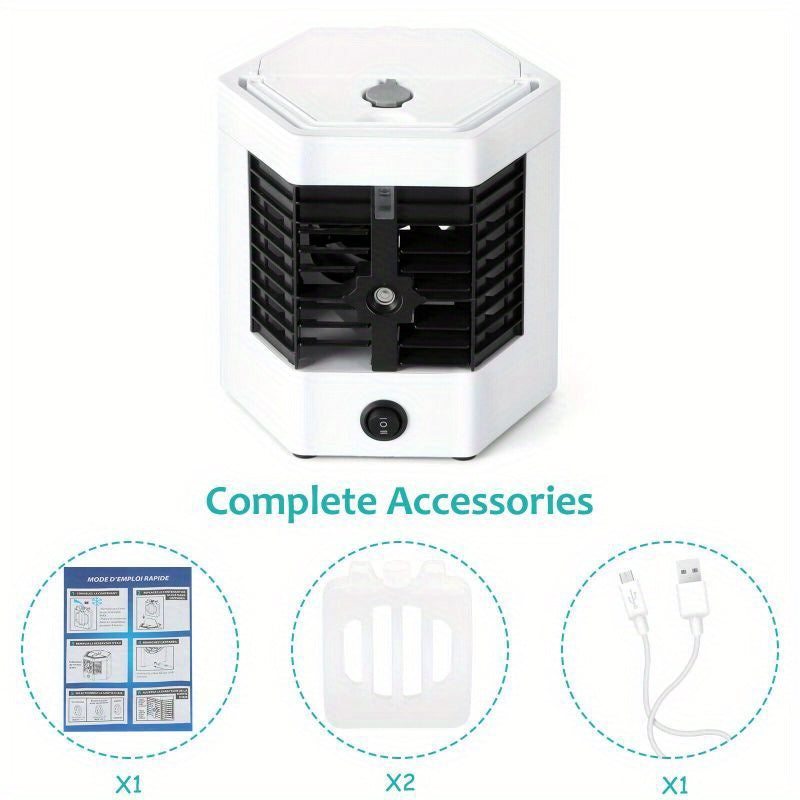 TEMU Upgraded Portable Air Conditioner, Quick & Fast Cooling Fan, Mini Personal Anti-leakage Water Ice Cooling Cold Air Cooler Fan, For Small Room