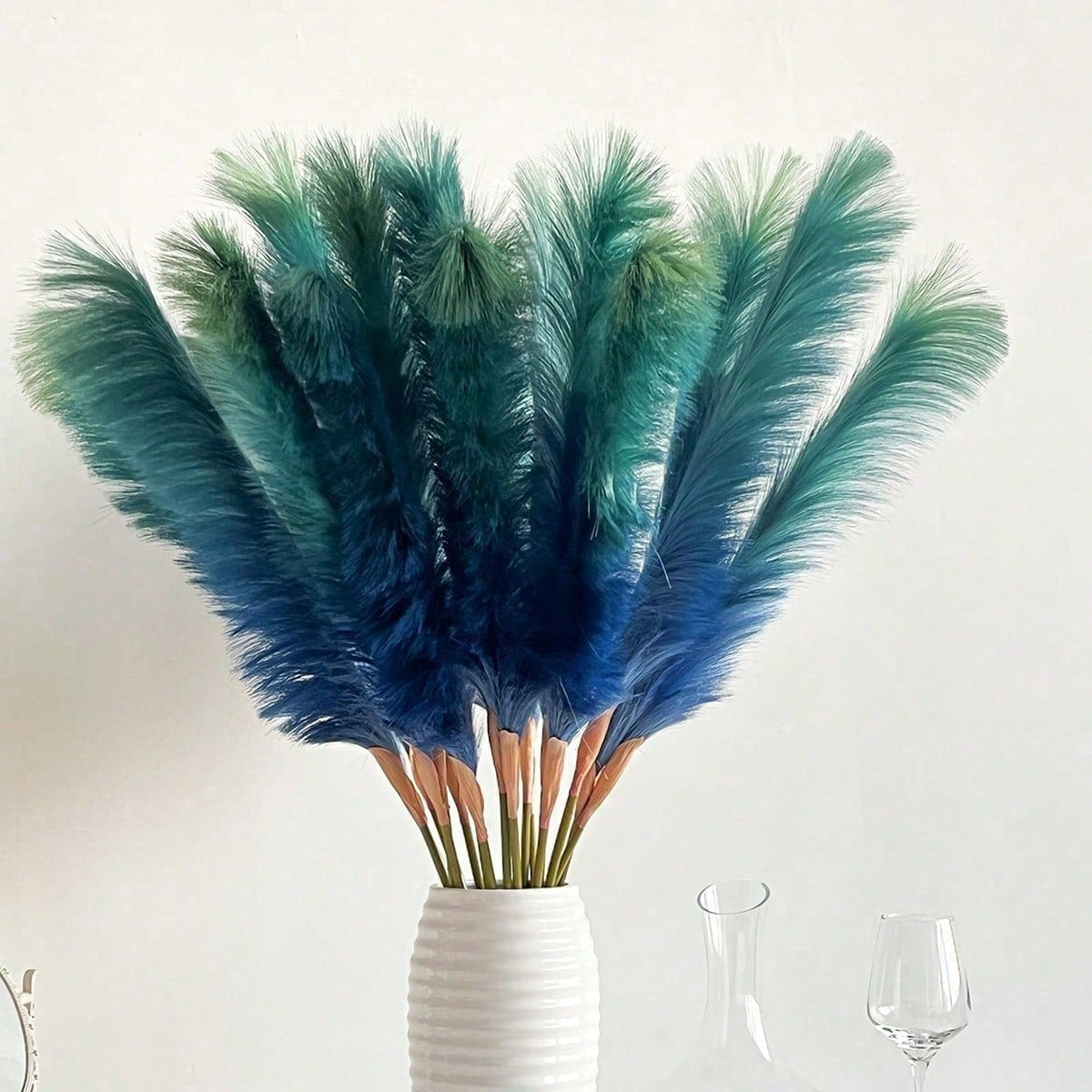 TEMU Pack Of 4, Inch Fluffy Artificial Pampas Grass Table Vase Decoration Large Dried Flower Bouquet Home Bedroom Living Room Wedding Decor Soft