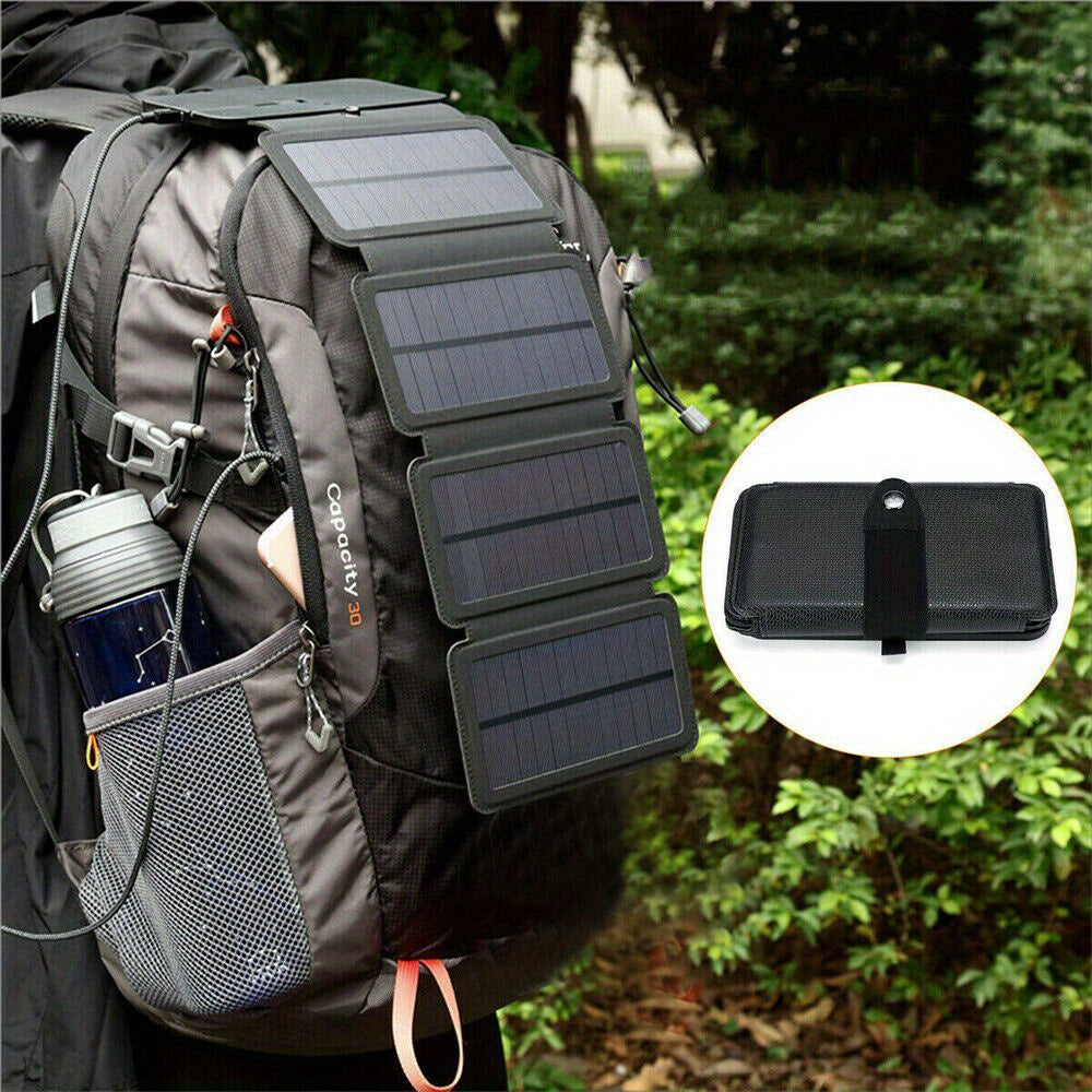 TEMU 1pc Portable Solar Panel Outdoor Travel Usb Power Charger For Emergency Charging Of Cell Phones, Laptops, Tablets, Fans, Flashlights - Solar
