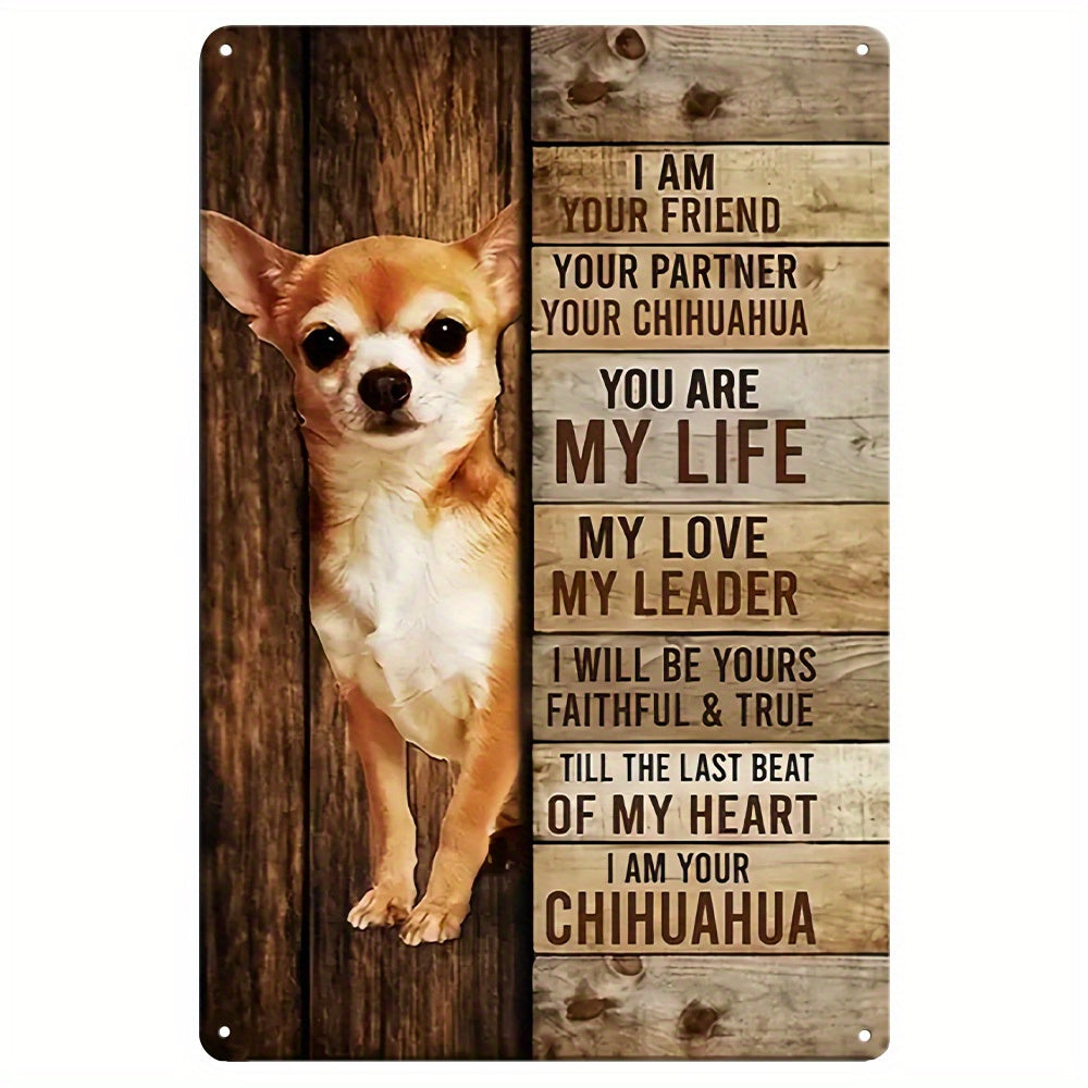 TEMU 1pc Chihuahua Metal Sign, Vintage "i Am Your Friend" Wall Decor, Iron Construction, Versatile Indoor-outdoor Decorative Plaque, With No Power