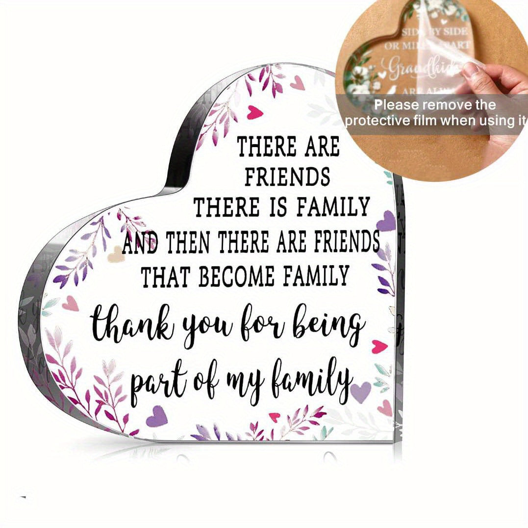TEMU Heart Acrylic Plaque - Perfect Friendship Gift, Retirement Gift, Birthday Gift, Or Going Away Gift For Women - Beautiful Keepsake Decor For Or