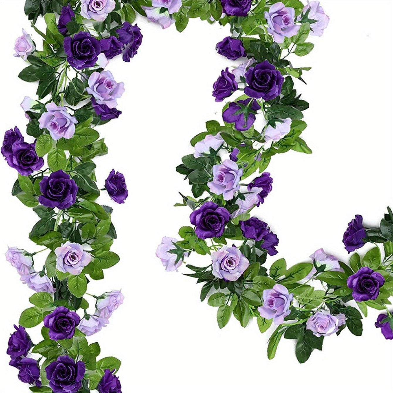 TEMU 2pcs Flower Garland Flower Artificial Rose Hanging 7.8ft Fake Flower Wall Decor Garden Flower Ivy Garlands For Decor With Flowers For Wedding