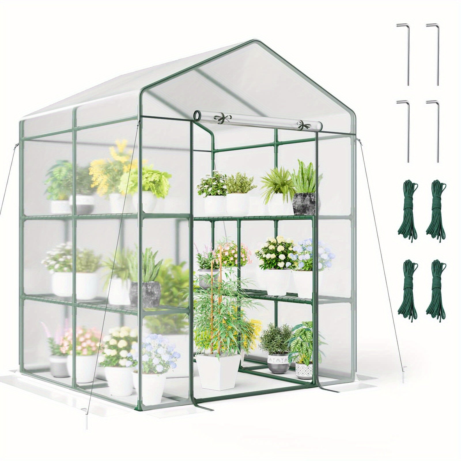 TEMU Lifezeal Portable Mini Greenhouse W-4 Tiers 8 Shelves Roll-up Zippered Door For Plants