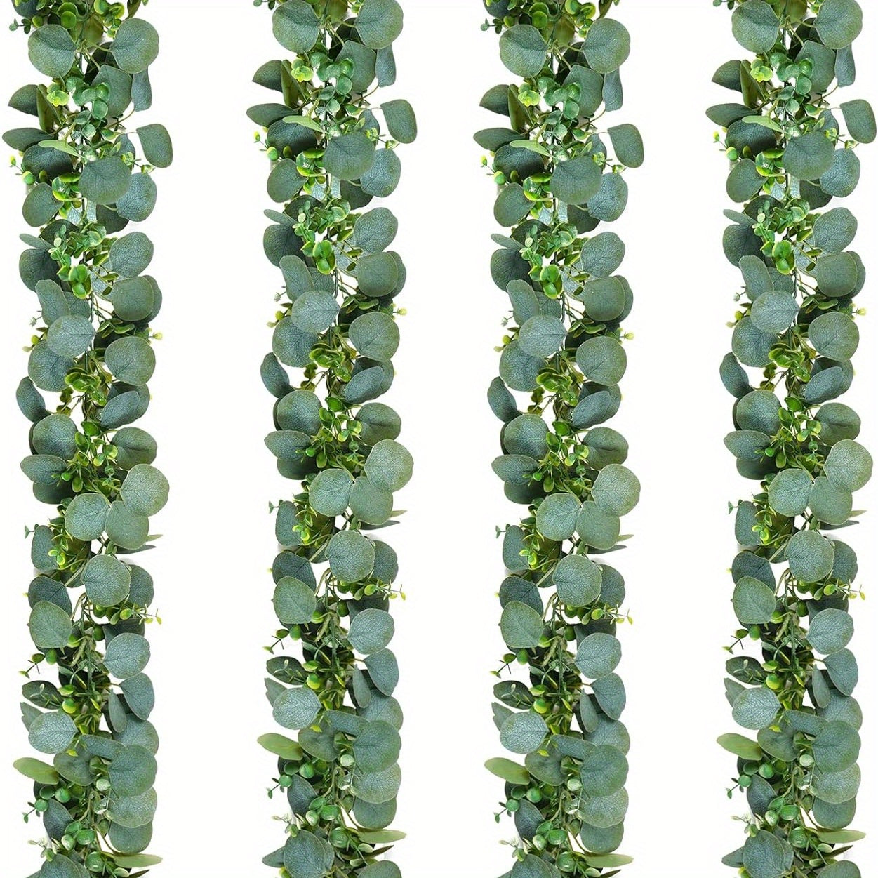 TEMU 2-4-6-8-10pcs Artificial Eucalyptus Garland, Greenery Garland Decor 5.9ft Green Garland For Table, Fake Hanging Vines Silver Dollar Garland For