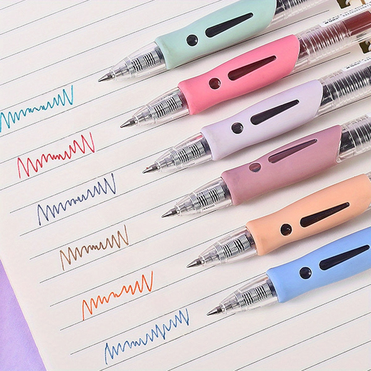 TEMU 6pcs Vintage Gel Pens -dry Ink - 6 Assorted Pastel Colors, Smooth Writing For Notebooks, Notepads & Supplies - Ideal For Students, Journaling &