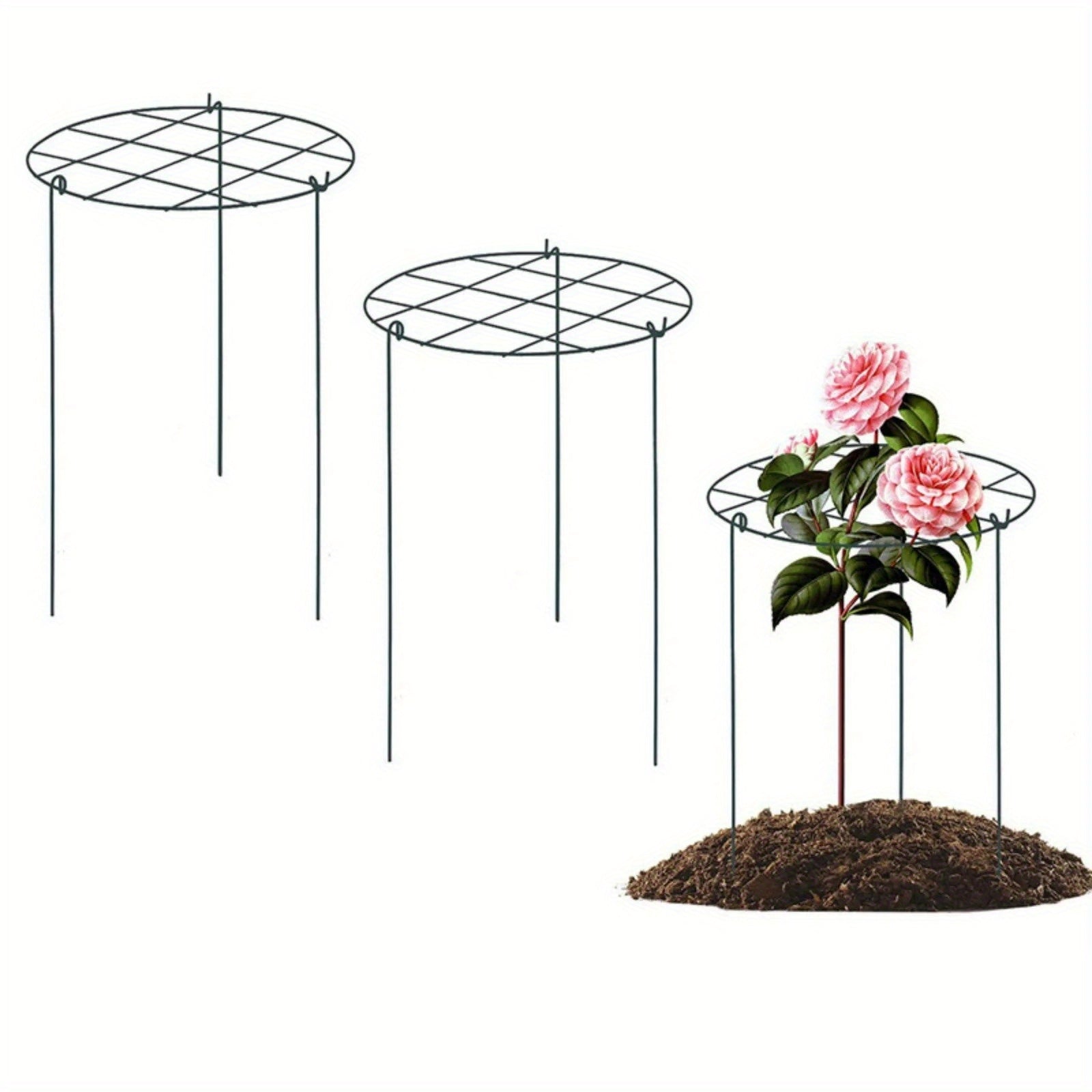 TEMU Peony Cages Plant Support Stakes, 14 Inch Plant Stakes And Supports Metal Garden Stakes Plant Supports For Peony Tomato Heavy Outdoor Indoor
