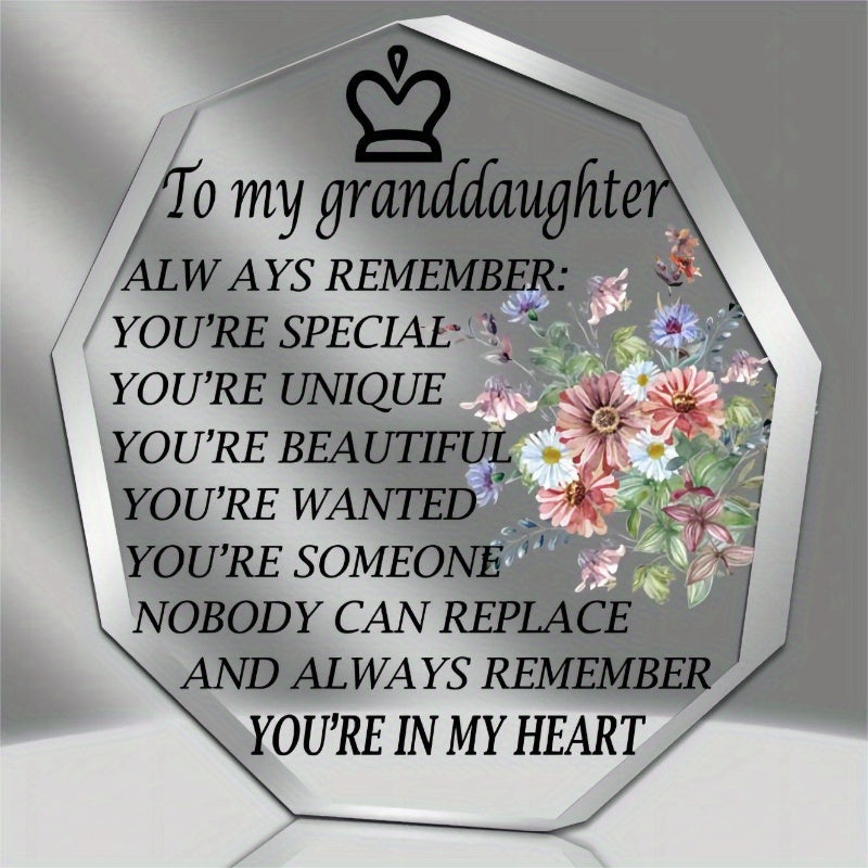 TEMU To My Granddaughter Gifts From , Gifts To Granddaughter, Great Granddaughter's Birthday Commemorative Gift, Acrylic Desktop Decoration