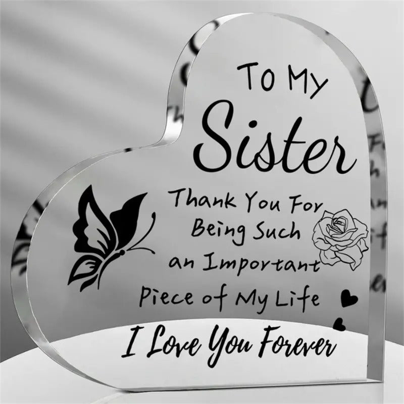 TEMU 1 Piece, Sisters Gift Acrylic Plaque With , Wedding Birthday Halloween Thanksgiving Christmas Sisters Gift, Desk Decoration Card, Sisters Gift,