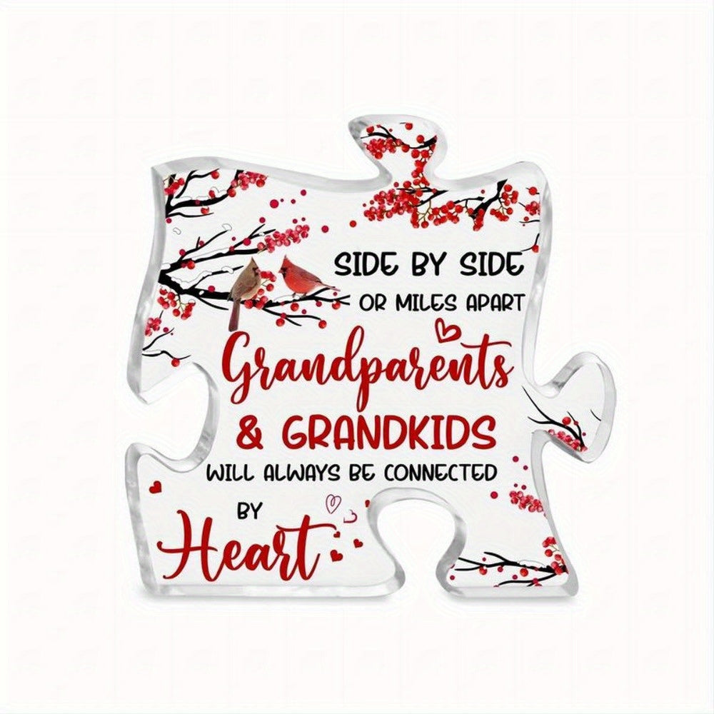 TEMU Grandparent Acrylic Puzzle Sign, Puzzle Piece Decor, Gifts For From Grandkids, Valentines Gift, Birthday Gifts From Grandson Granddaughter,
