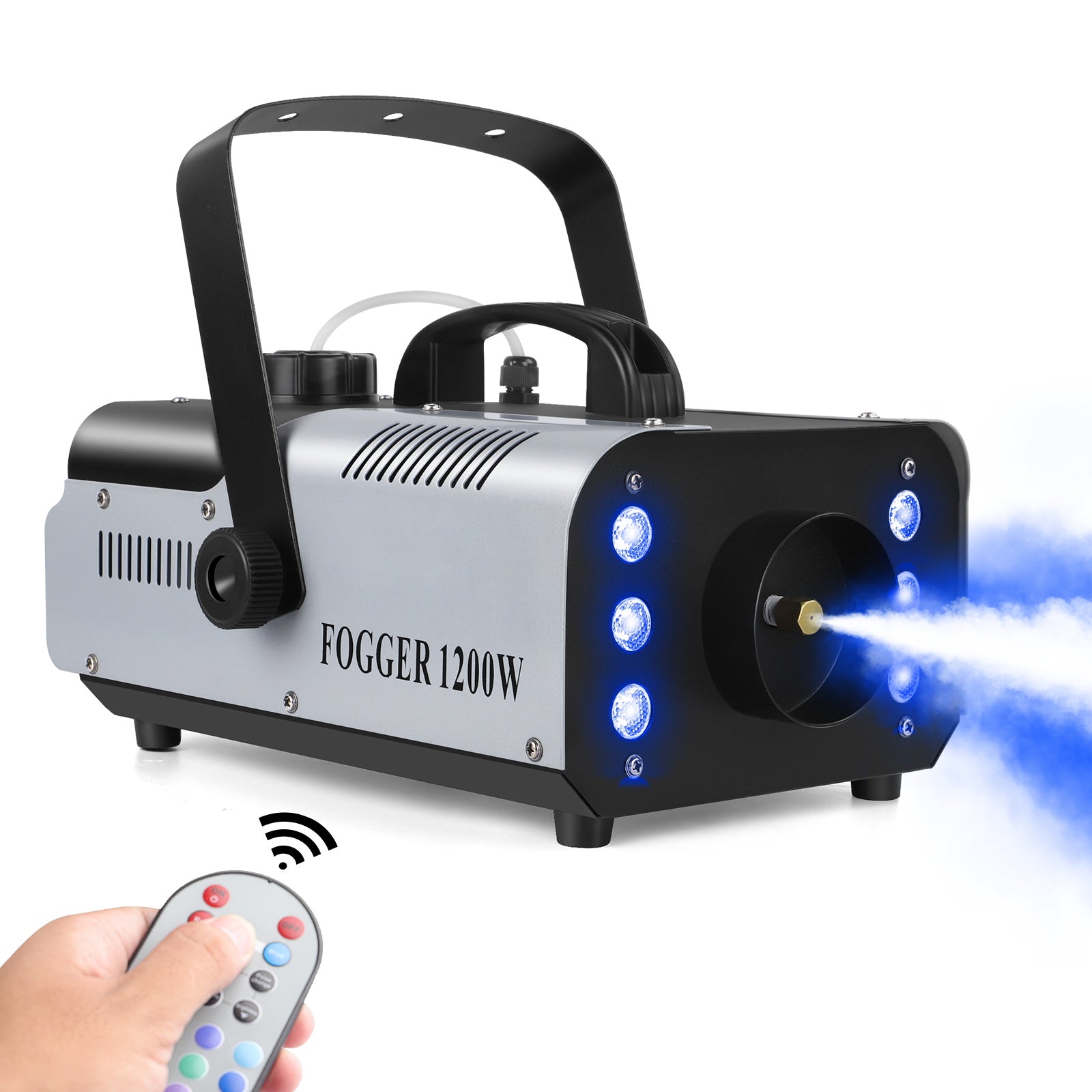 TEMU 1200w Stage Light Fog Machine With Rgb 6leds Stage Light Smoke Generator Remote Controlled Stage Effect Equipment, Event Effects, Live